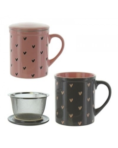 HERBORISTERIA Tasse Heart Grey&Rose mit